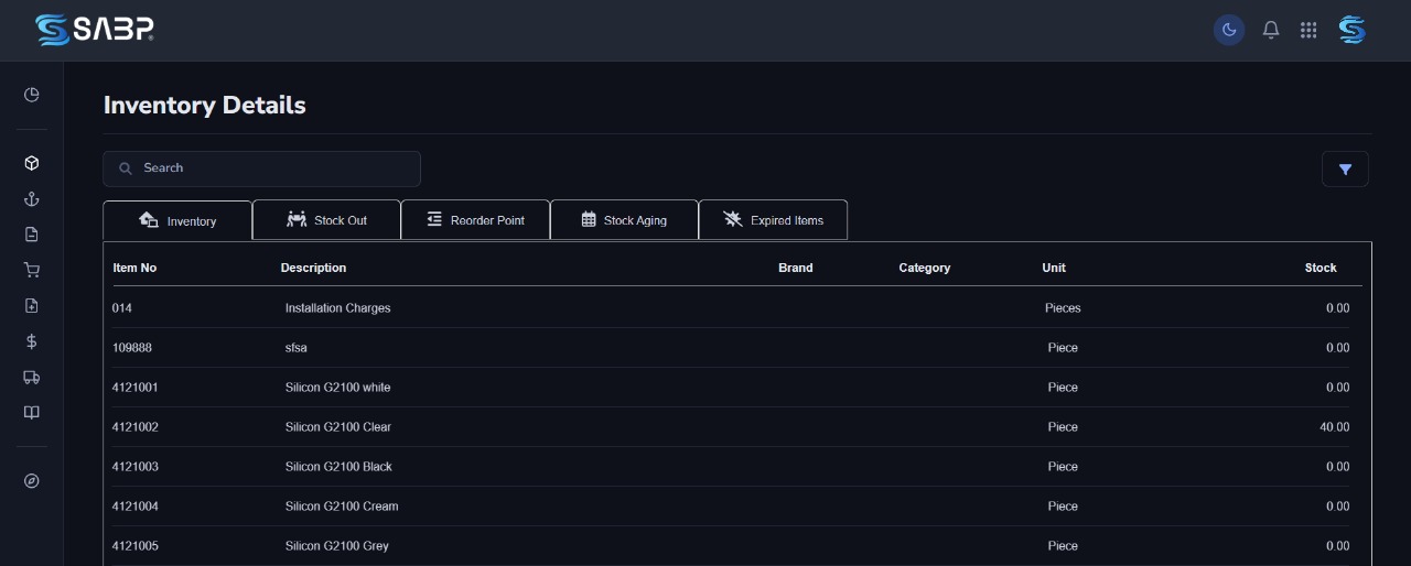Inventory management interface